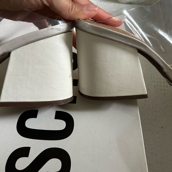 Schutz Raira block heel sandal in white/transparent - Picture 4 of 7